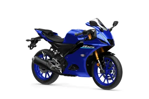 Niebieski motocykl sportowy Yamaha YZF-R125, idealny dla początkujących. Sprawdź yamaha yzf-r125 dane techniczne.