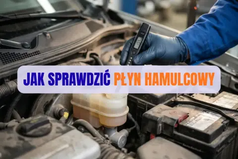 Mechanik sprawdza płyn hamulcowy, który może być żrący. Używa testera do oceny jego stanu.