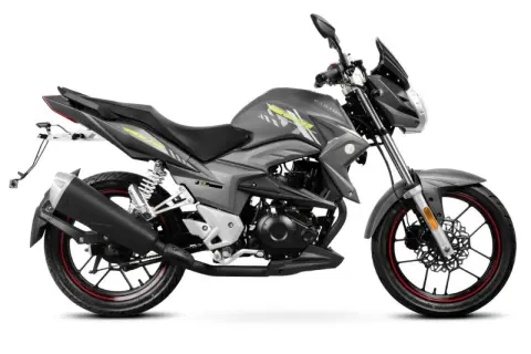 Szary motor Barton z żółtymi akcentami, idealny jako motor bez prawa jazdy dla początkujących.