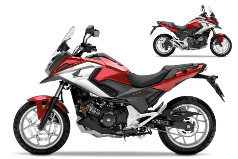 Czerwono-srebrny motocykl Honda NC 750 X. Szczegółowe honda nc 750 dane techniczne dostępne w opisie.
