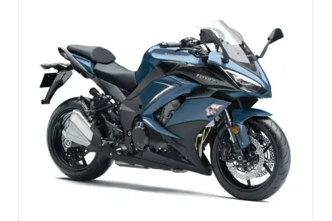 Niebieski motocykl sportowo-turystyczny Kawasaki Z1000SX. Zapoznaj się z jego danymi technicznymi.