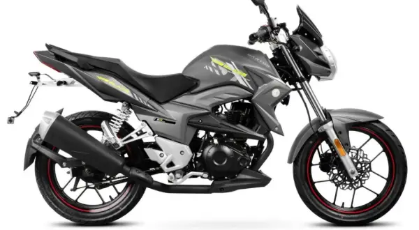 Szary motor Barton z żółtymi akcentami, idealny jako motor bez prawa jazdy dla początkujących.