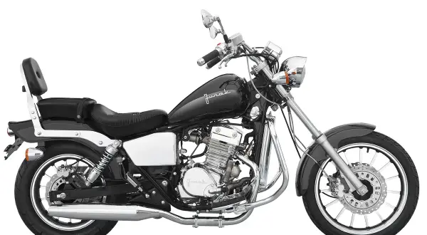 Czarny motocykl Junak M11, gotowy do odblokowania pełnej mocy. Klasyczny styl i chromowane detale.