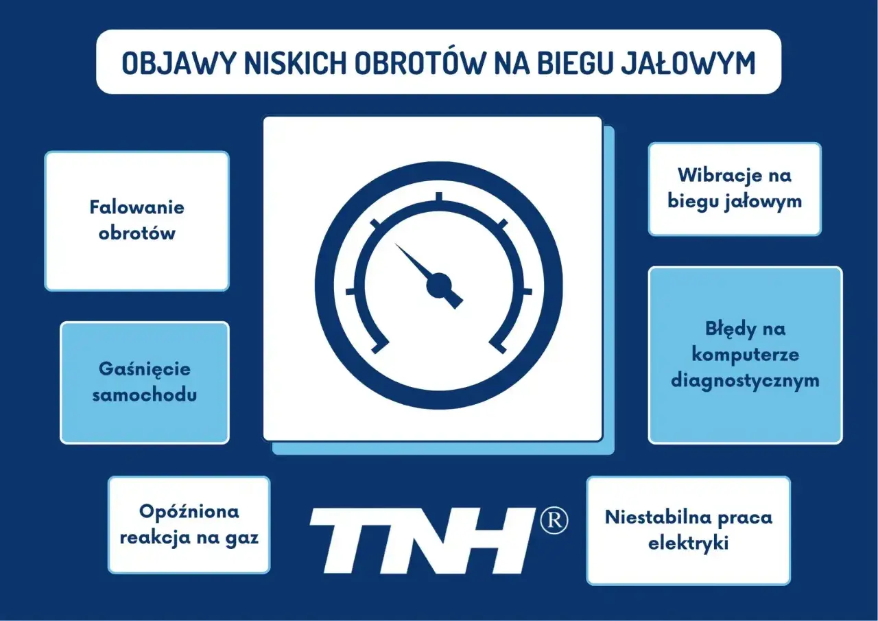 Objawy niskich obrotów na biegu jałowym: falowanie, gaśnięcie, opóźniona reakcja na gaz, wibracje, błędy diagnostyczne, niestabilna praca elektryki. Jak podnieść obroty na biegu jałowym?